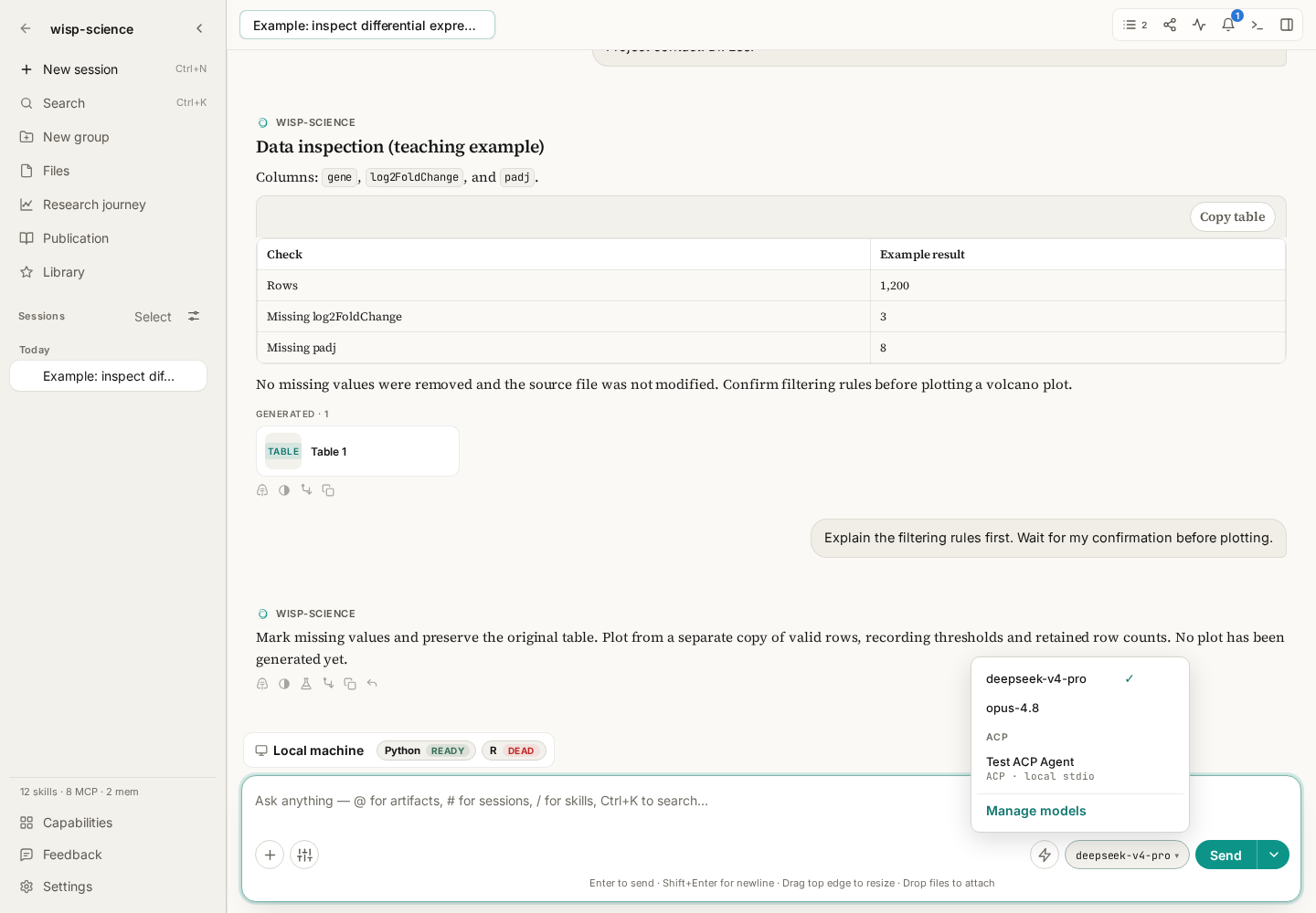 The conversation model picker