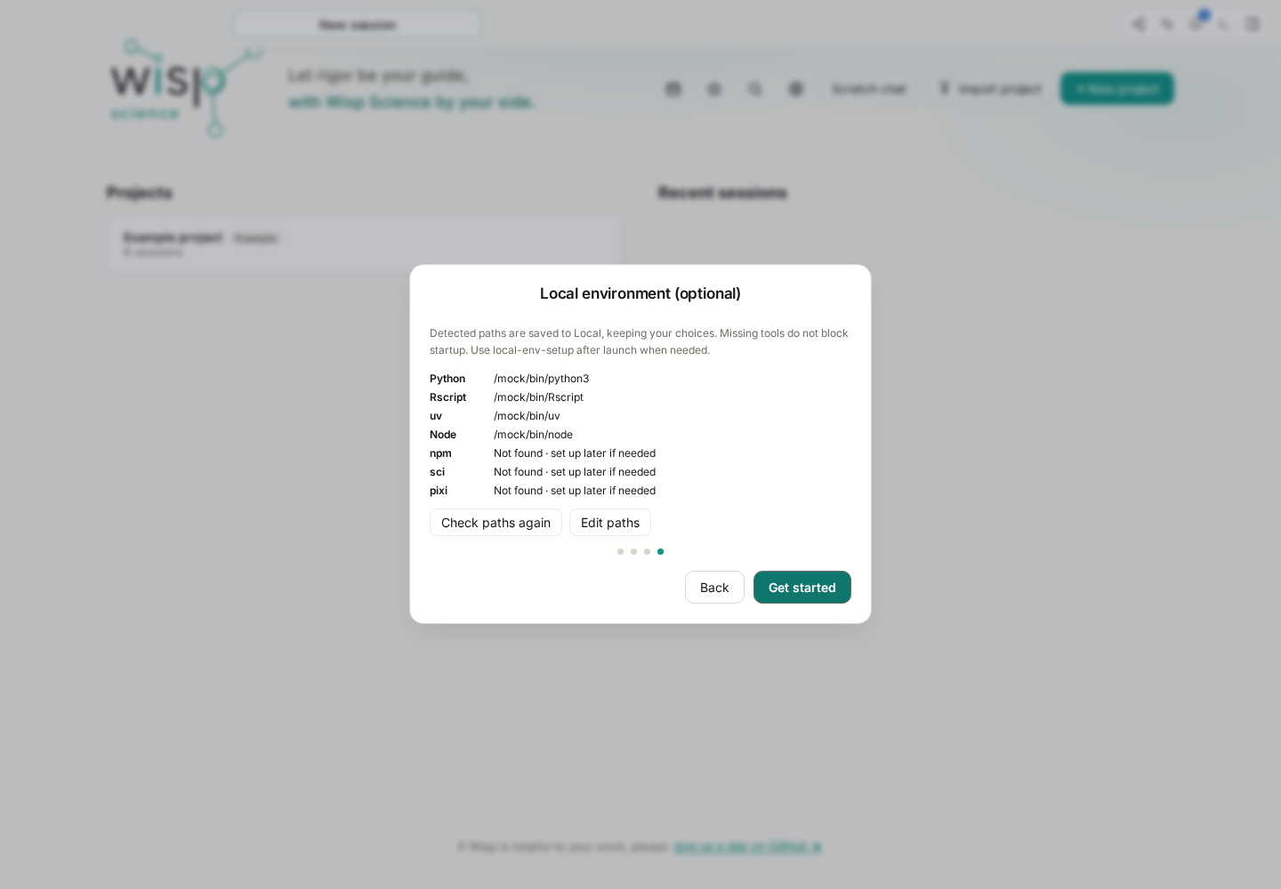 The local-environment detection page in onboarding
